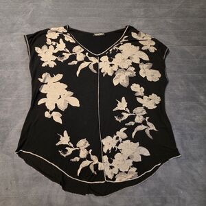 Y2K Vanilla Sugar, Sz L, V-neck, Sparkles,Black Embellished Graphic Cap Sleeve